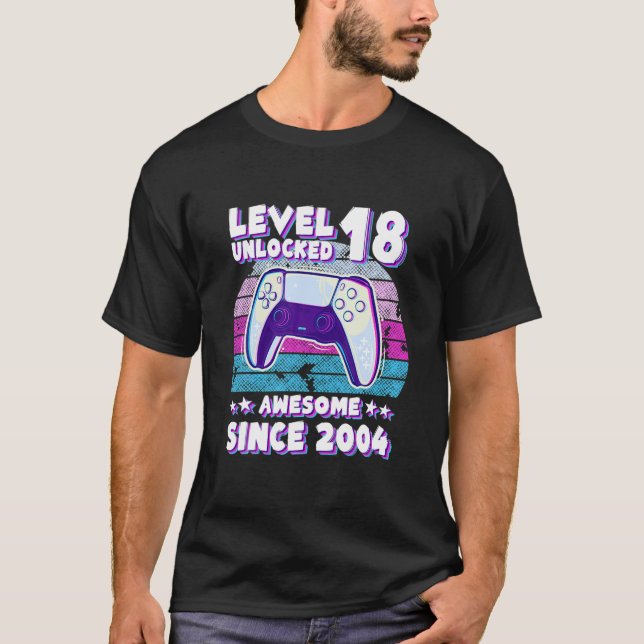 Stufe 18 Ungesperrtes Gamer Boy Girl 18 Jahre alt T-Shirt (Vorderseite)