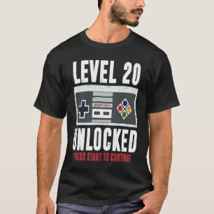 Stufe 20 Ungesperrter 20-jähriger Gamer 20. Geburt T-Shirt