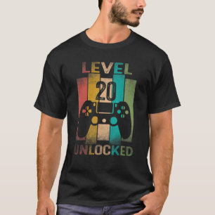 Stufe 20 Ungesperrter 20-jähriger Videospieler 20. T-Shirt