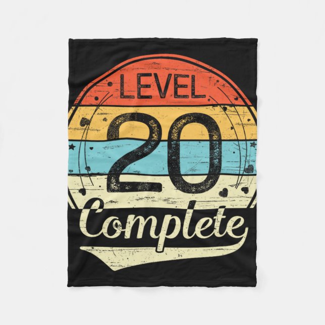 Stufe 20 Vollständiger Retro 20. Hochzeitstag T Fleecedecke (Vorderseite)