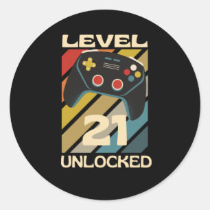 Stufe 21 Ungesperrtes Funny Gaming Runder Aufkleber