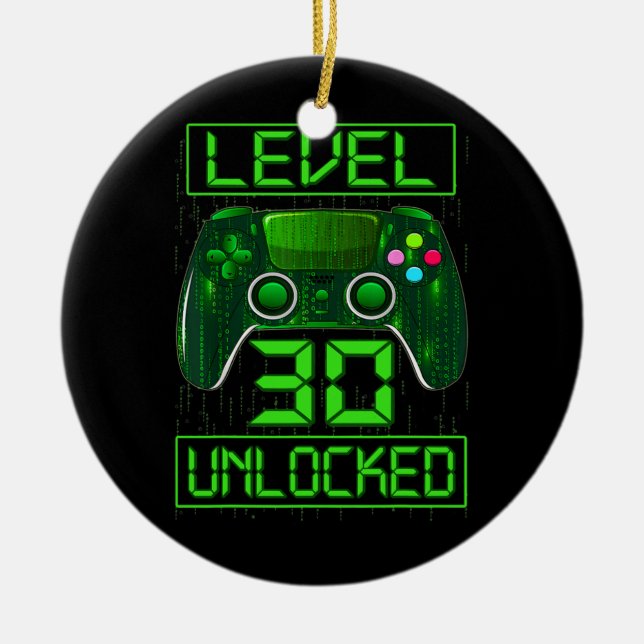 Stufe 30 Ungesperrter Funny Video Gamer 30. Geburt Keramik Ornament (Vorne)