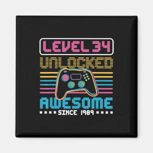 Stufe 34 phantastisch seit 1989 Gaming Birthd Magnet