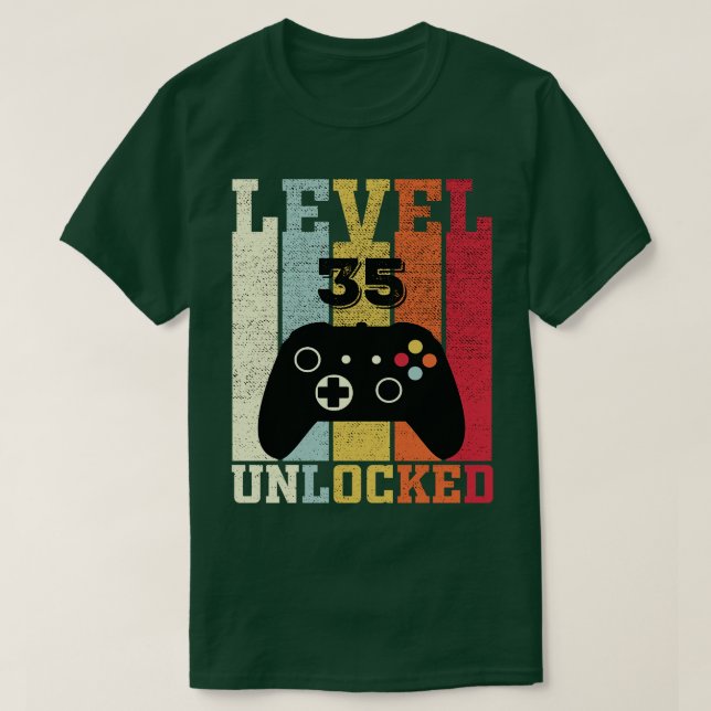Stufe 35 Unverriegeltes lustiges Video 35. Geburts T-Shirt (Design vorne)