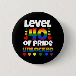 Stufe 40 des unverschlossenen Regenbogens LGBT 40. Button