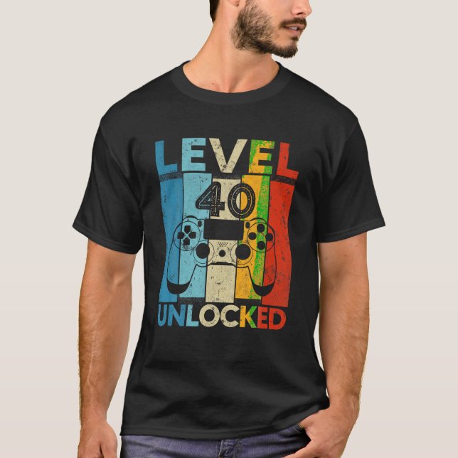 Stufe 40 Unverriegeltes 40. Geburtstag Videospiel  T-Shirt (Vorderseite)