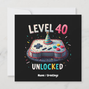 Stufe 40 Unverriegeltes Gaming Stil 40. Geburtstag Einladung