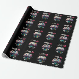 Stufe 40 Unverriegeltes Gaming Stil 40. Geburtstag Geschenkpapier
