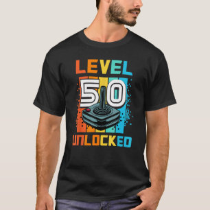 Stufe 50 Unverschlossene lustige 50. Gamer Geburts T-Shirt