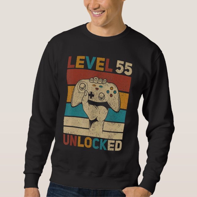 Stufe 55 Unverschlossener 55. Geburtstag 55 Jahre  Sweatshirt (Vorderseite)