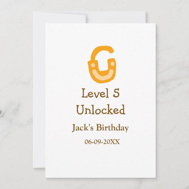 Stufe 5 entsperrtes Schloss orange braun Geburtsta Einladung (Vorderseite)