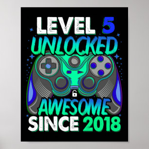 Stufe 5 Entsperrtes Videospiel 5 Jahre alter Junge Poster