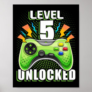 Stufe 5 Unverriegeltes Videospiel 5. Geburtstag Gi Poster