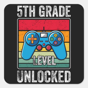 Stufe 5: Zurück zum Video-Gamer der Schule Quadratischer Aufkleber