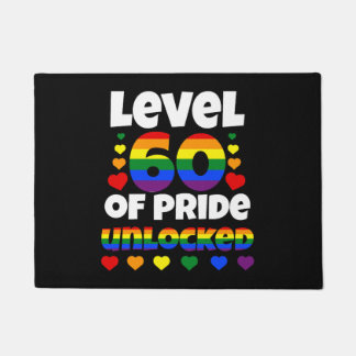 Stufe 60 des unverschlossenen Regenbogens LGBT 60. Fußmatte