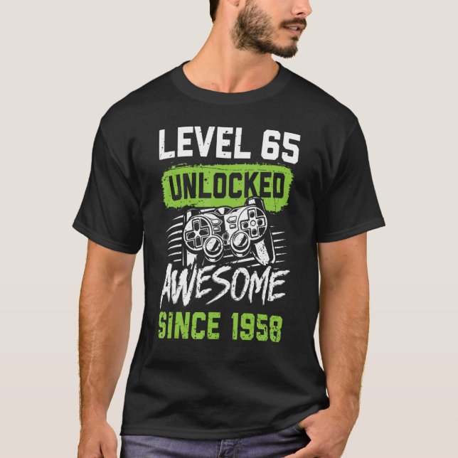 Stufe 65 Phantastisch seit 1958 Videospiel Bi T-Shirt (Vorderseite)