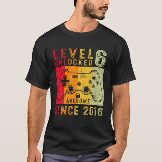 Stufe 6 Entsperrter Video-Gamer 6 Jahre alt 6 Birt T-Shirt