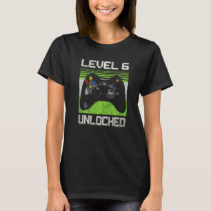 Stufe 6 Entsperrter Video-Gamer 6 Jahre alt 6. Geb T-Shirt