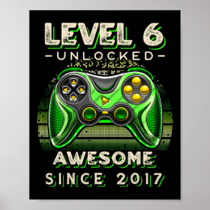 Stufe 6 Unverriegeltes Videospiel Sechs 6. Geburts Poster