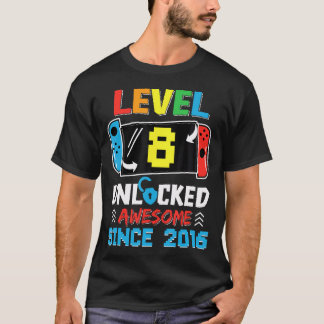 Stufe 8 Phantastisch seit 2016 Videospiel-Bir T-Shirt