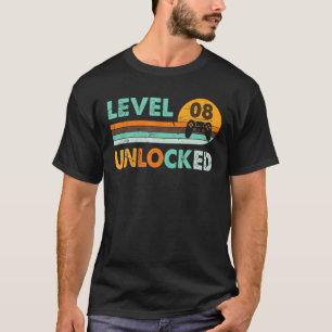 Stufe 8 Unverschlossenes Retro-Videospiel 8 Jahre T-Shirt