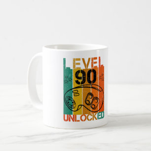 STUFE 90 FREIGESCHALTET LUSTIGER GAMER NERD 90. GE KAFFEETASSE