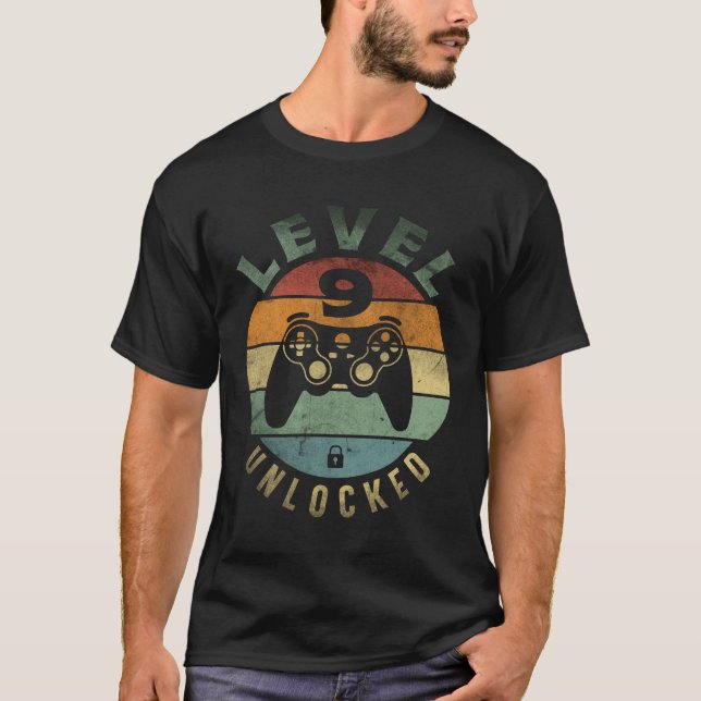 Stufe 9 Ungesperrter Funny Video Gamer 9. Geburtst T-Shirt (Vorderseite)