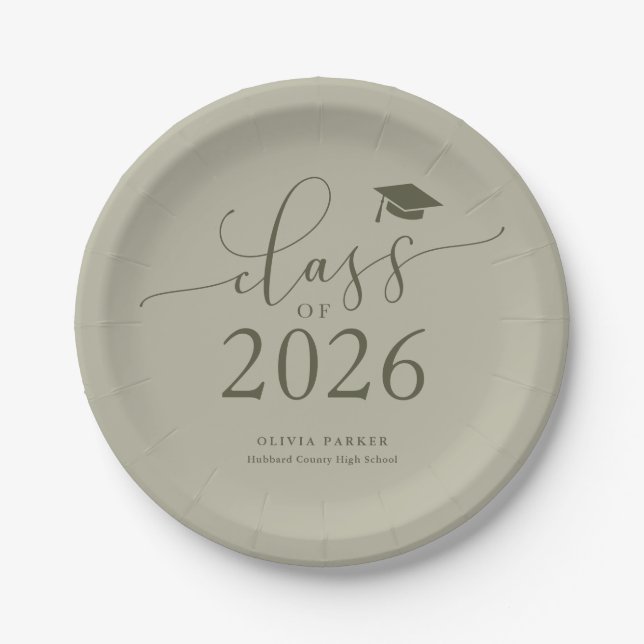 Stufe Grüne Klasse 2025 Absolventen Pappteller (Vorderseite)