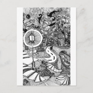 Stufen unter Leuchtstift und Farbillustrierung Postkarte