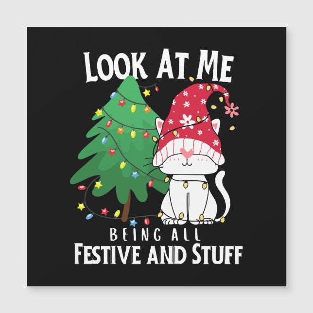 Stuff Funny Christmas Cat Magnetkarte (Vorderseite)