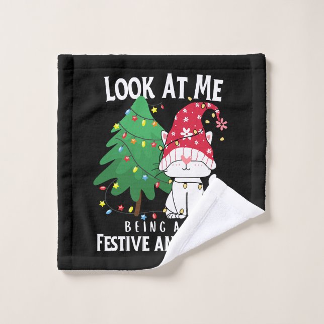 Stuff Funny Christmas Cat Waschlappen (Waschlappen)