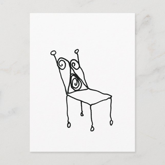 Stuhl-Linienzeichnungs-Kunst Postkarte (Vorderseite)
