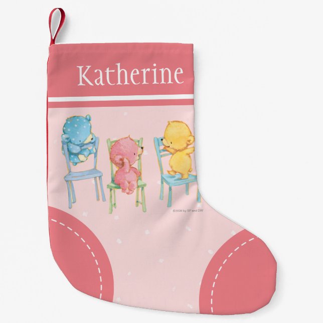 Stühle aus Gelb, Rosa und Blauen Bären Kleiner Weihnachtsstrumpf (Vorderseite)