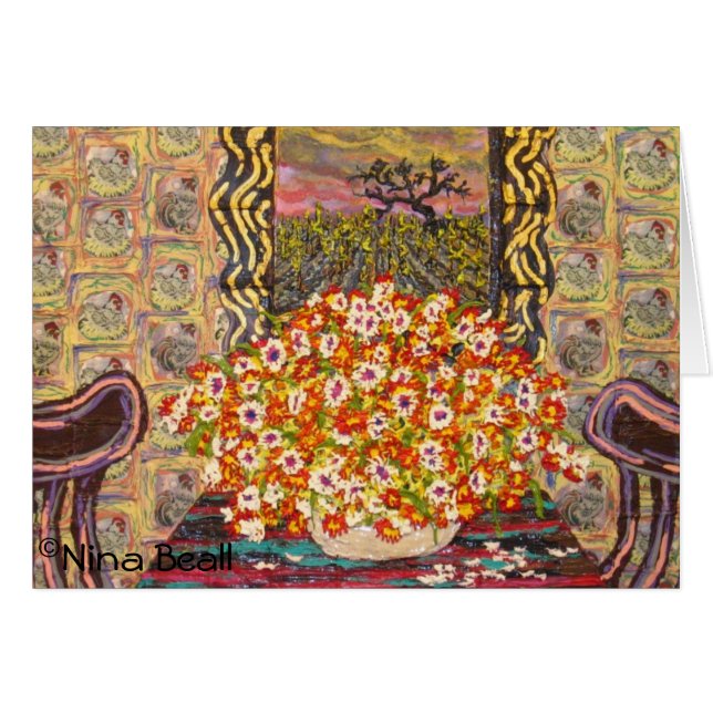 "Stühle der Huhn-Tapeten-w/Two," durch Nina Beall (Vorderseite (Horizontal))