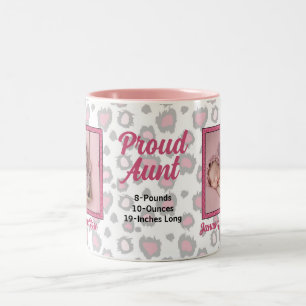 Stumme Tante Pink Animal Print mit Baby Fotos Zweifarbige Tasse
