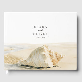 Stummer Sand-Creme-Muschel Outer Banks Küstenhochz Gästebuch