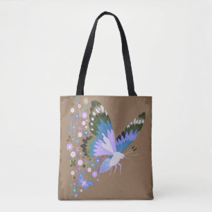 Stummer Schmetterlings-Botanik-Totebeutel Tasche