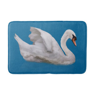 Stummer Schwan auf Blau Badematte