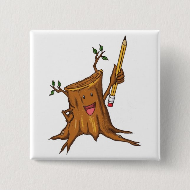 Stumpy Knopf-(quadratisches) Weiß Button (Vorderseite)