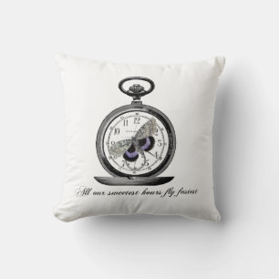 Stunden fliegen schnell, Pocket-Uhr und Schmetterl Kissen