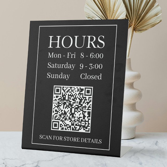 Stunden Open Sign, Generieren von QR Code, weiß &  Sockelschild (Von Creator hochgeladen)