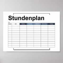 stundenplan, plan, plan, poster, deutsch pflücken poster