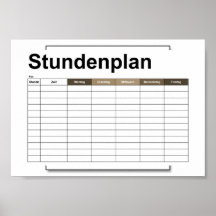 stundenplan, plan, plan, poster, deutsch pflücken