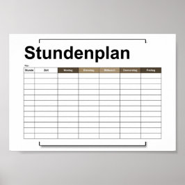 stundenplan, plan, plan, poster, deutsch pflücken poster