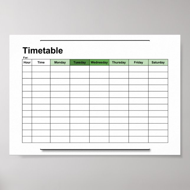 stundenplan, plan, plan, poster, englisch poster (Vorne)