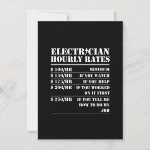 Stundensatz für Elektriker Lustiges Elektro-Mechan Mitteilungskarte