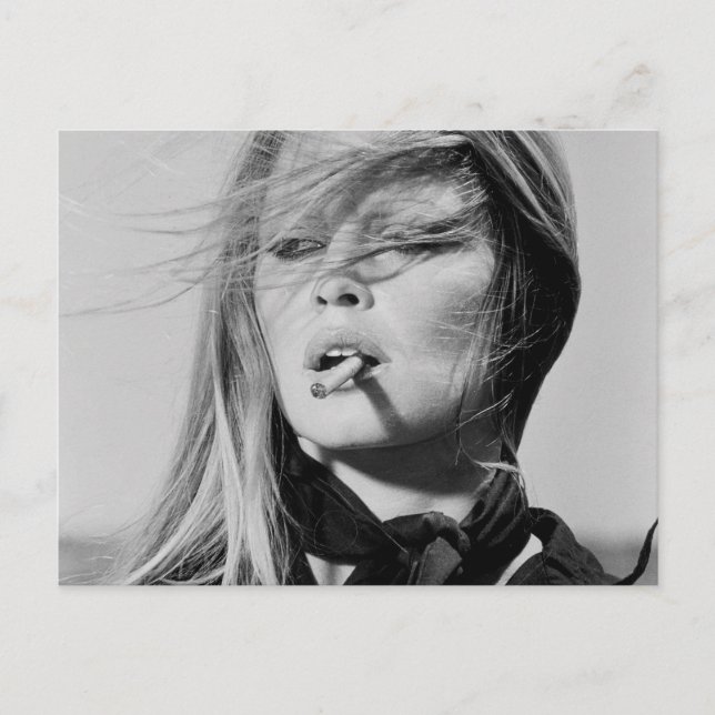 Stunning Brigitte Bardot B&W Portrait Postcard Postkarte (Vorderseite)