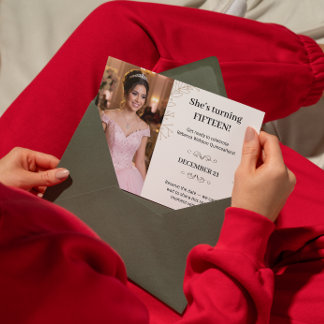 Stunning Brown Beige Leaf Minimalist Quinceanera Begleitkarte