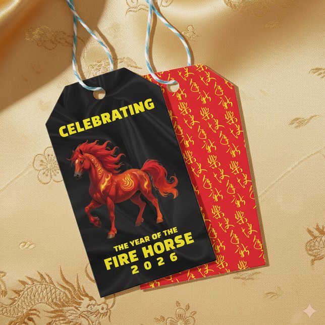 Stunning Chinese Year of the Fire Horse 2026 Geschenkanhänger (Year of the Fire Horse 2026 Gift Tags Cover Photo)