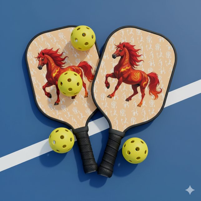 Stunning Chinese Year of the Fire Horse 2026 Pickleball Schläger (Festive Chinese New Year of the Fire Horse 2026 Pickleball Paddles Cover Photo)